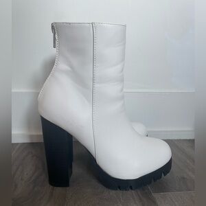 White platform boots